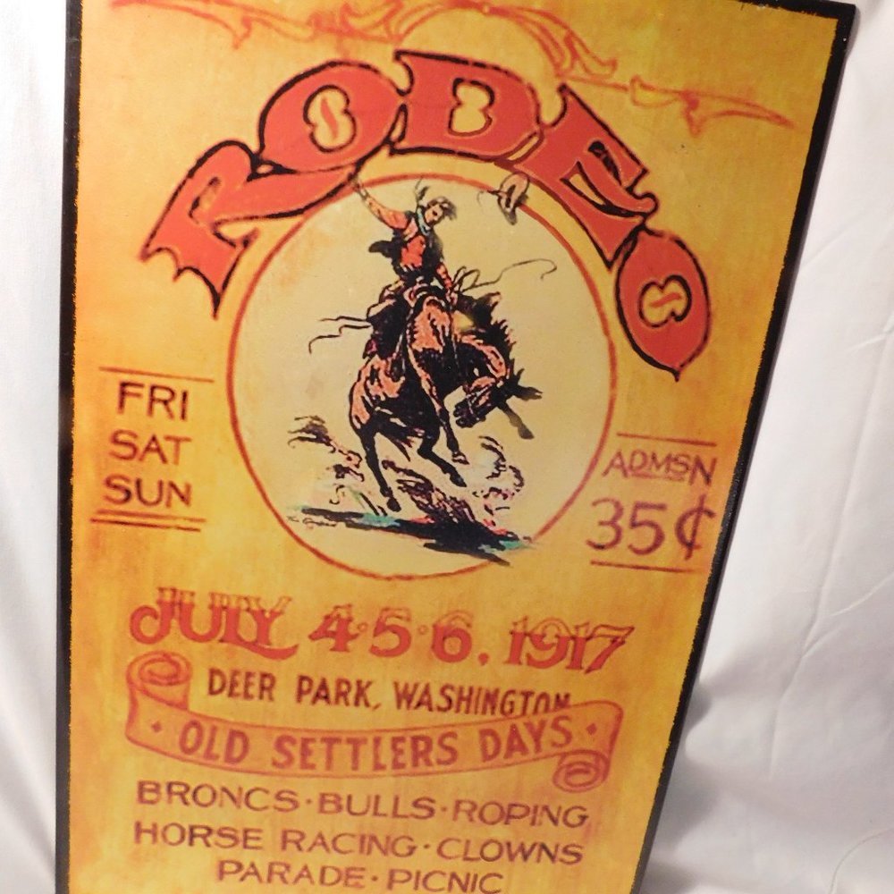 Rodeo Old Settlers Days Metal Sign Deer Park Washington